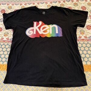 Mattel Ken Rainbow Logo T Shirt Black XL 2019 Barbie Graphic Tee Unisex